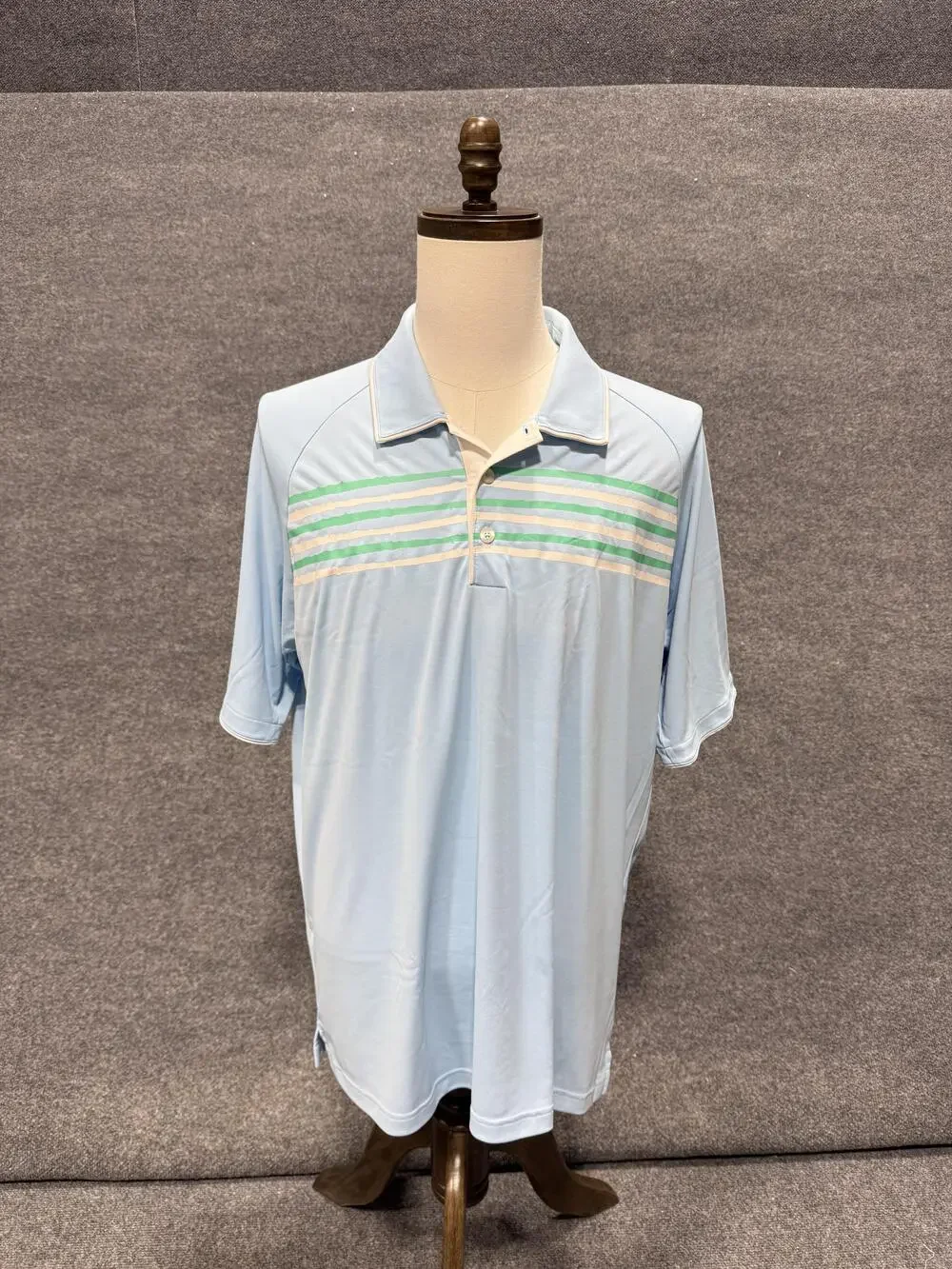 Adidas Climacool Polo Shirt Mens XL Blue Striped Golf Performance Knit Top
